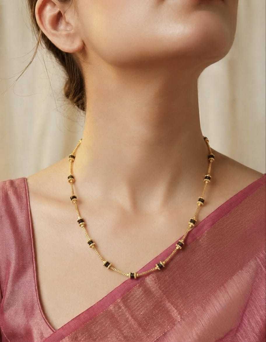 Beaded Chain Short Mangalsutra in Gold Tone