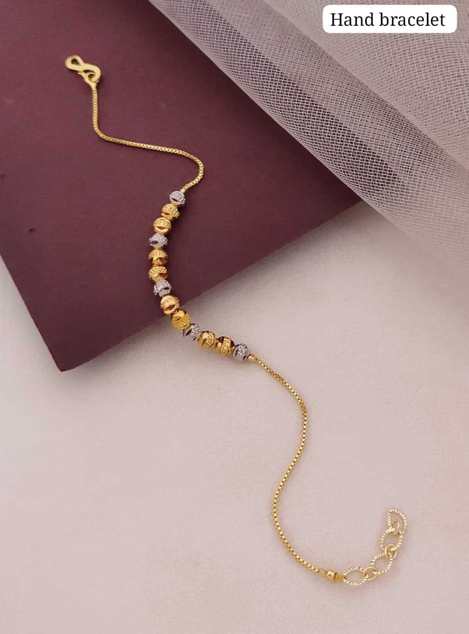 Beaded Hand Bracelet on Delicate Gold Chain