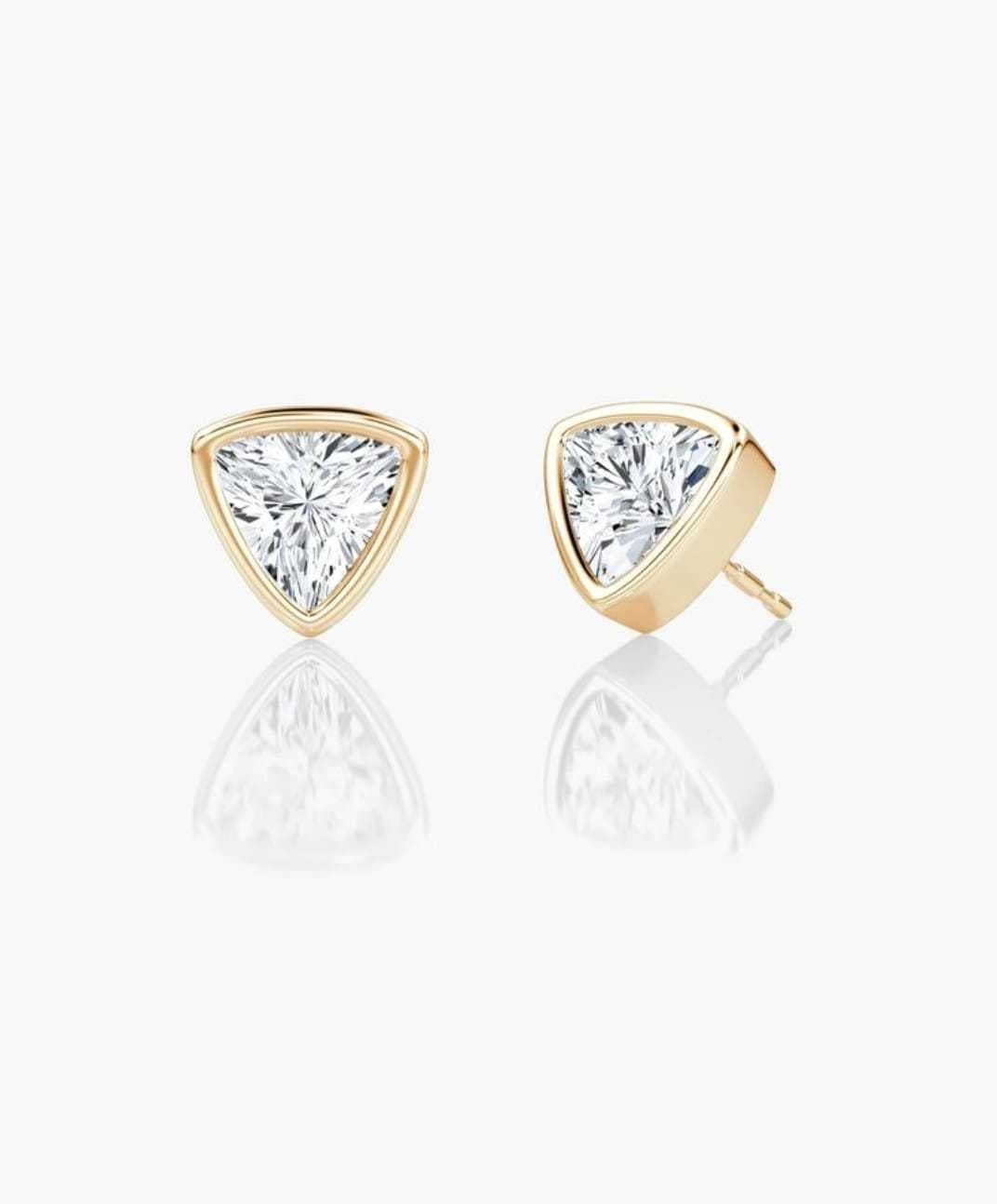 Bezel Set Trillion Cut CZ Stud Earrings