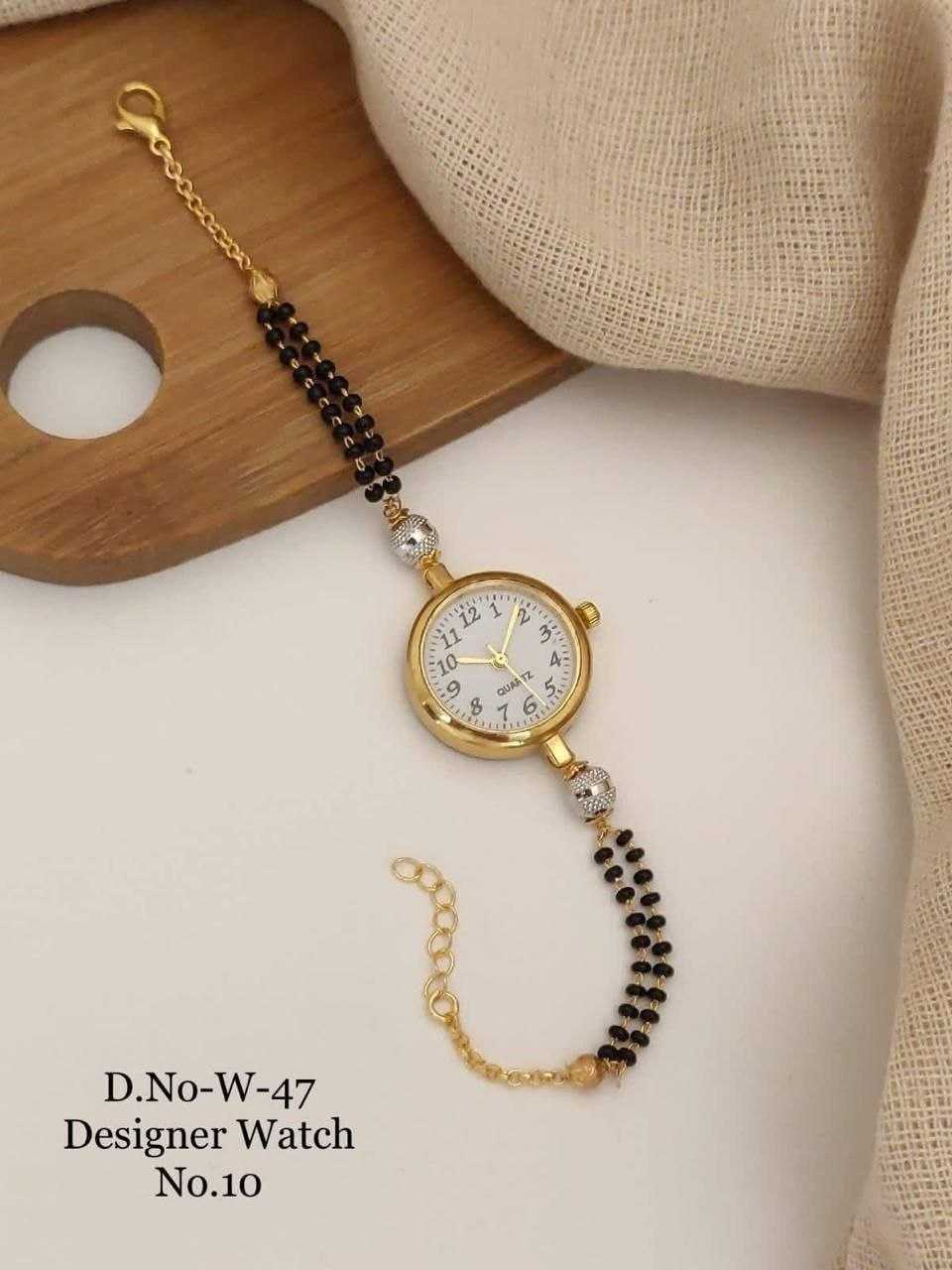 Black Bead Mangalsutra Watch Bracelet
