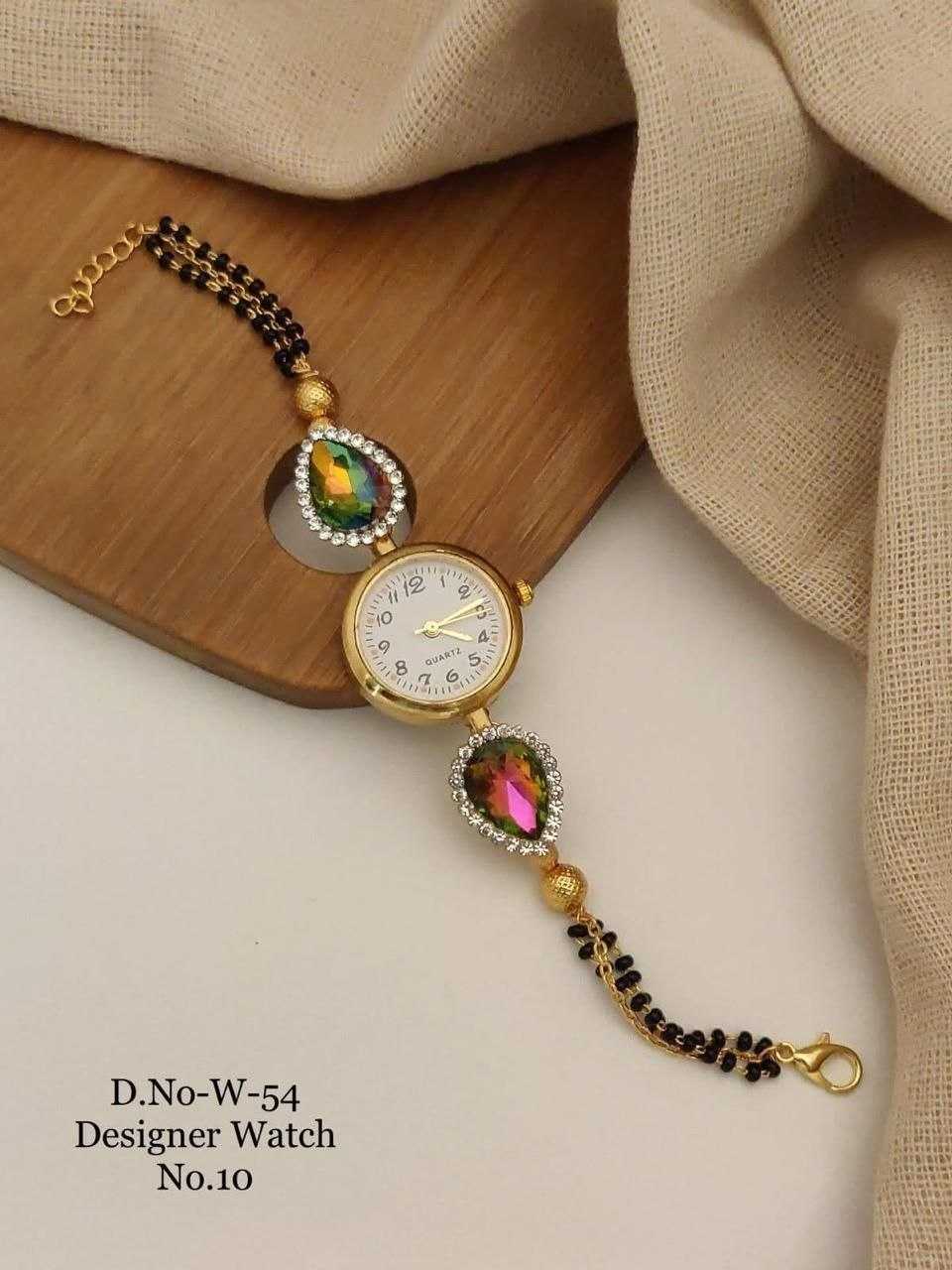 Black Bead Mangalsutra Watch Bracelet