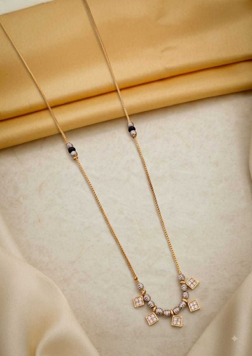 Black Bead Mangalsutra with Square CZ Charms