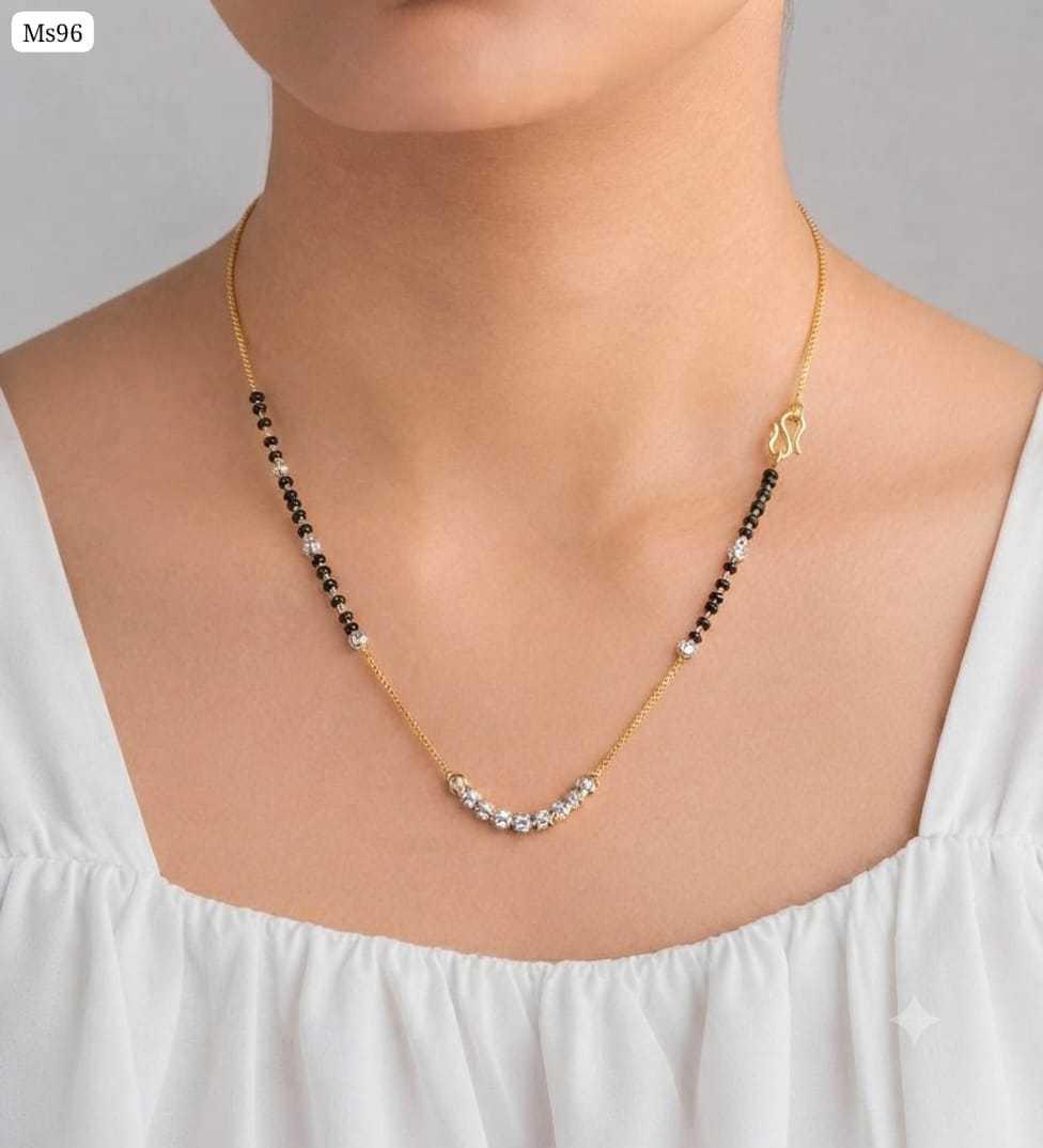 Black Bead Mangalsutra with White Bead Charms