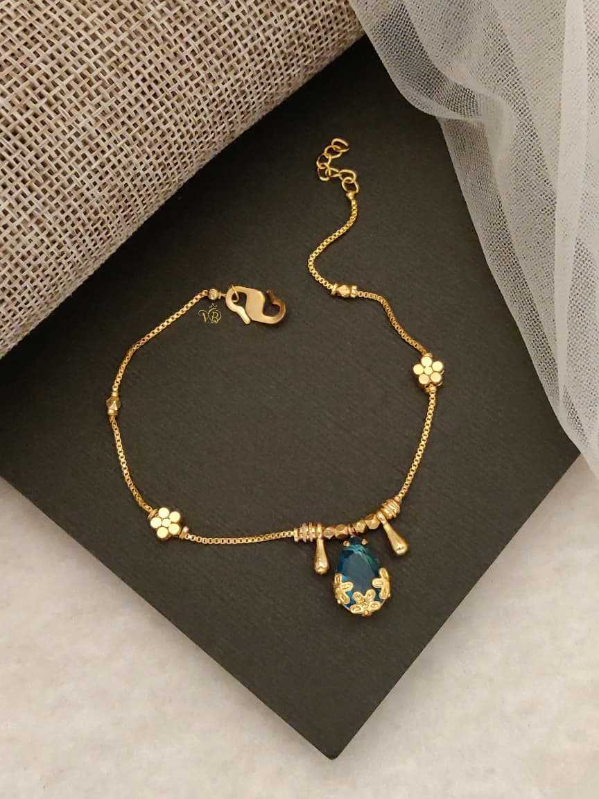 Blue Teardrop Charm Bracelet with Floral Stations
