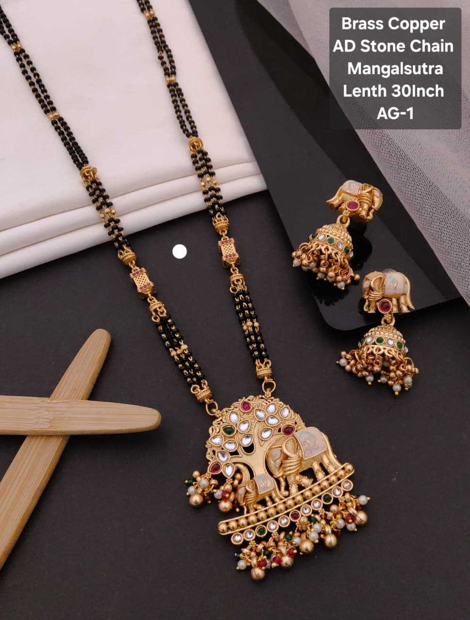 Brass Copper AD Stone Long Mangalsutra