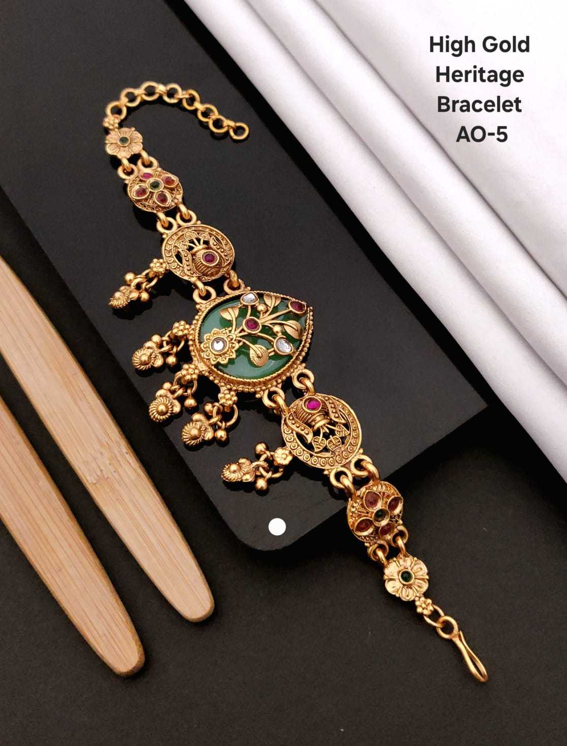 Brass Gold Bangle Set with Carved Band