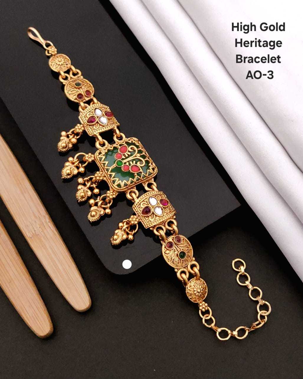 Brass Gold Bangle Set with Carved Band