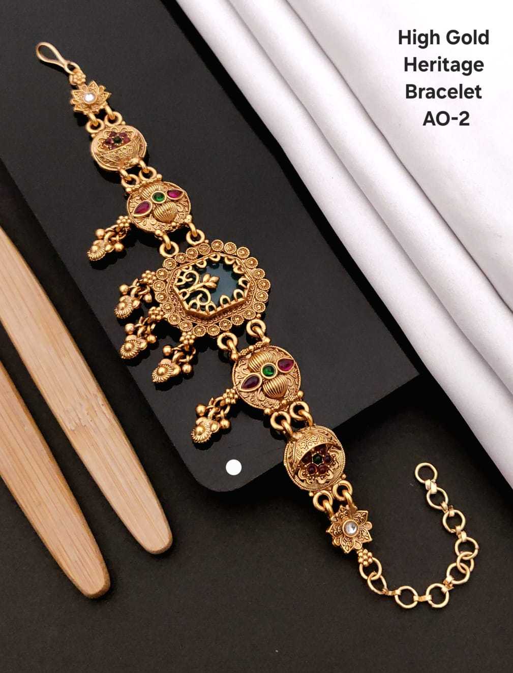 Brass Gold Bangle Set with Carved Band