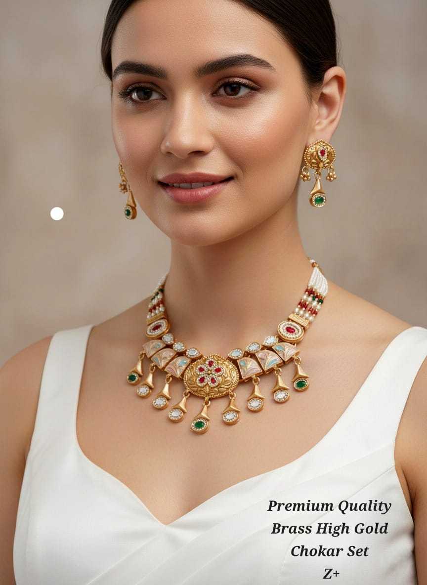 Brass High Gold Statement Choker Set