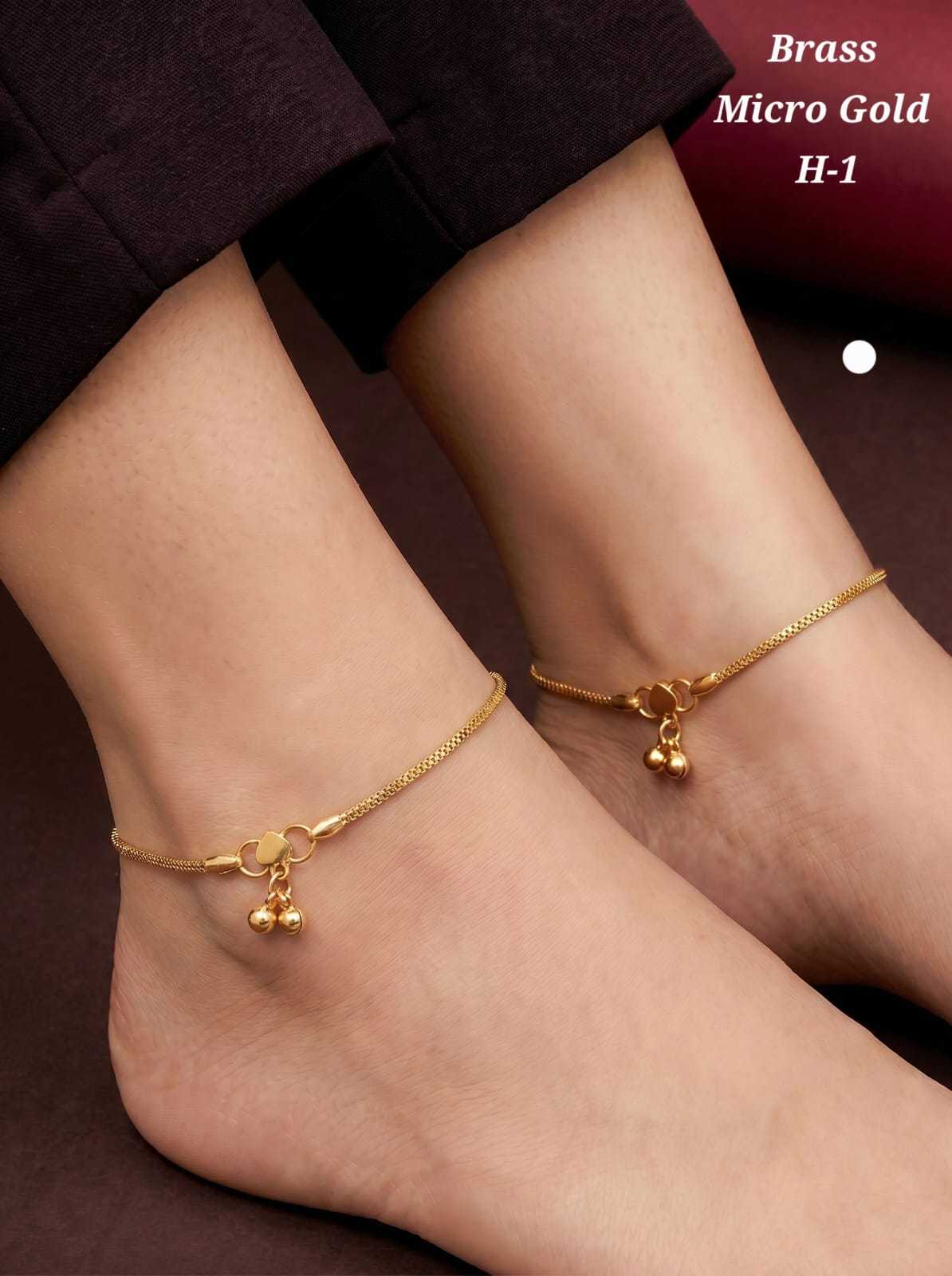 Brass Micro Gold Anklet Pair