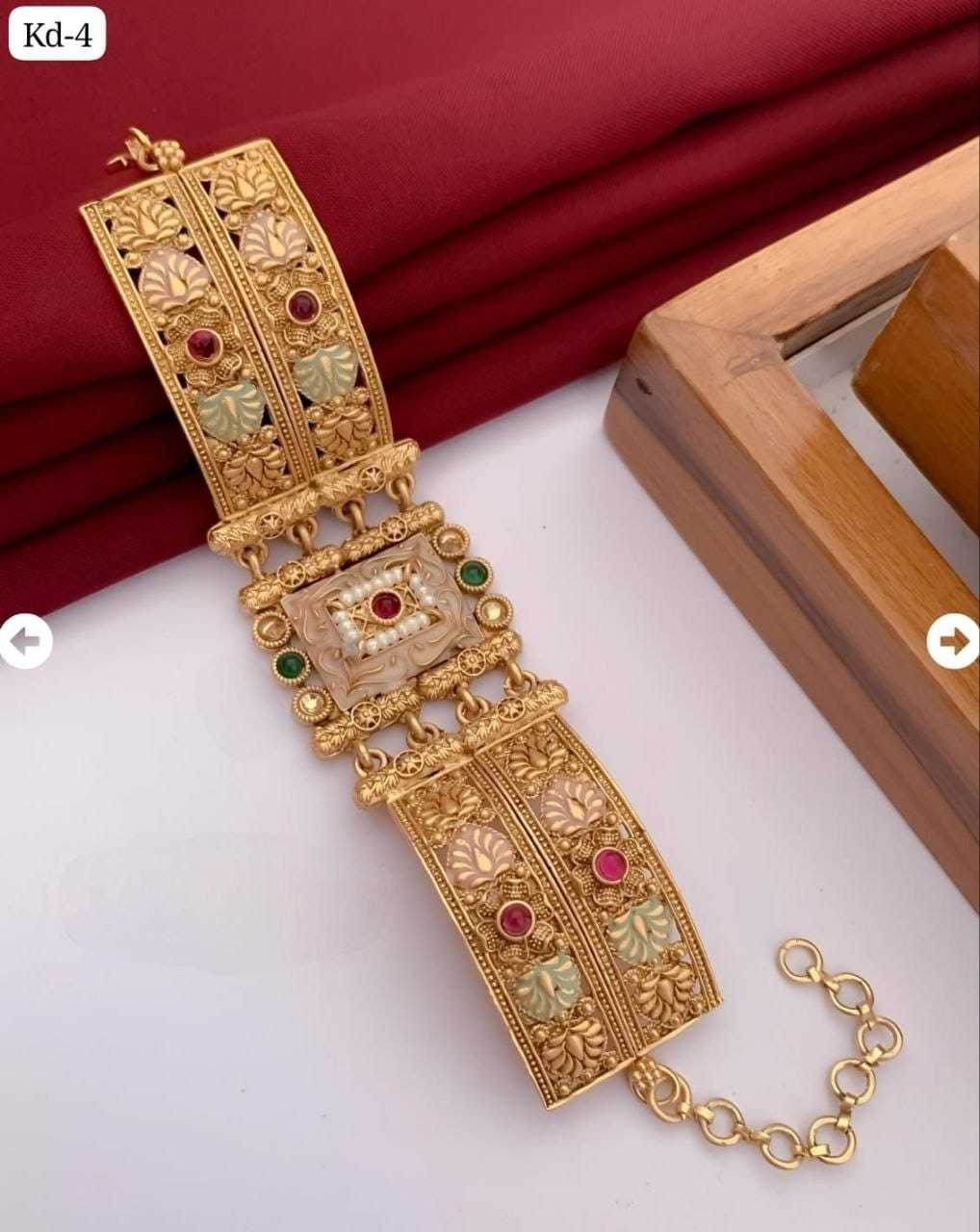 Broad Kundan Kada with Pastel Enamel Panels