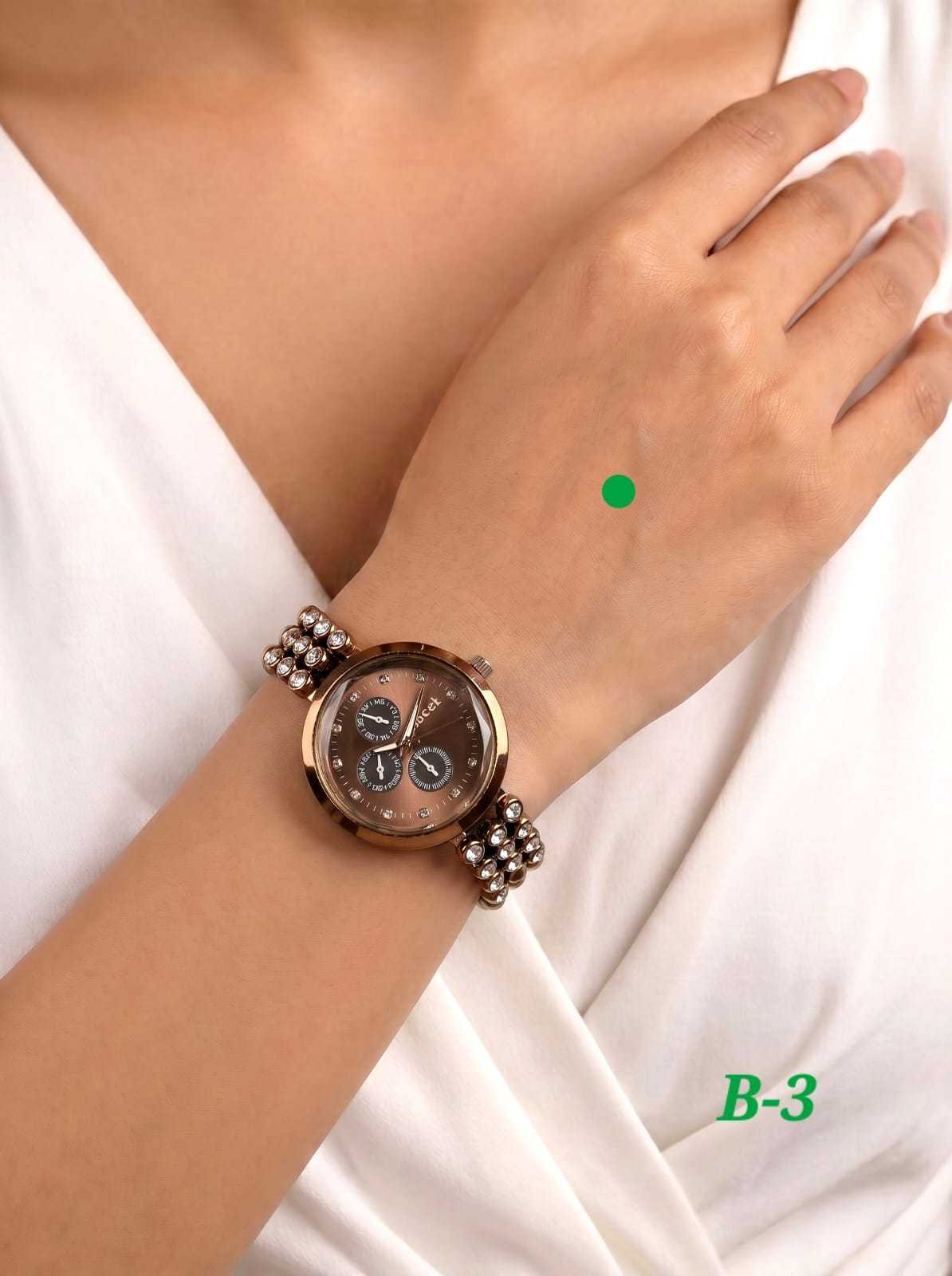 Bronze Tone Watch with Textured Link Bracelet