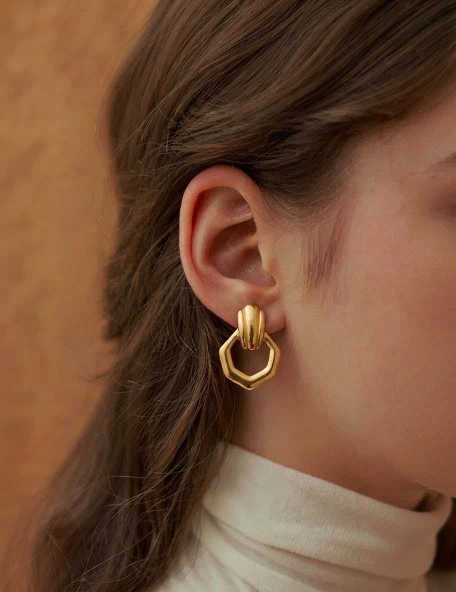 Butterfly Shaped Gold Toned Stud Earrings