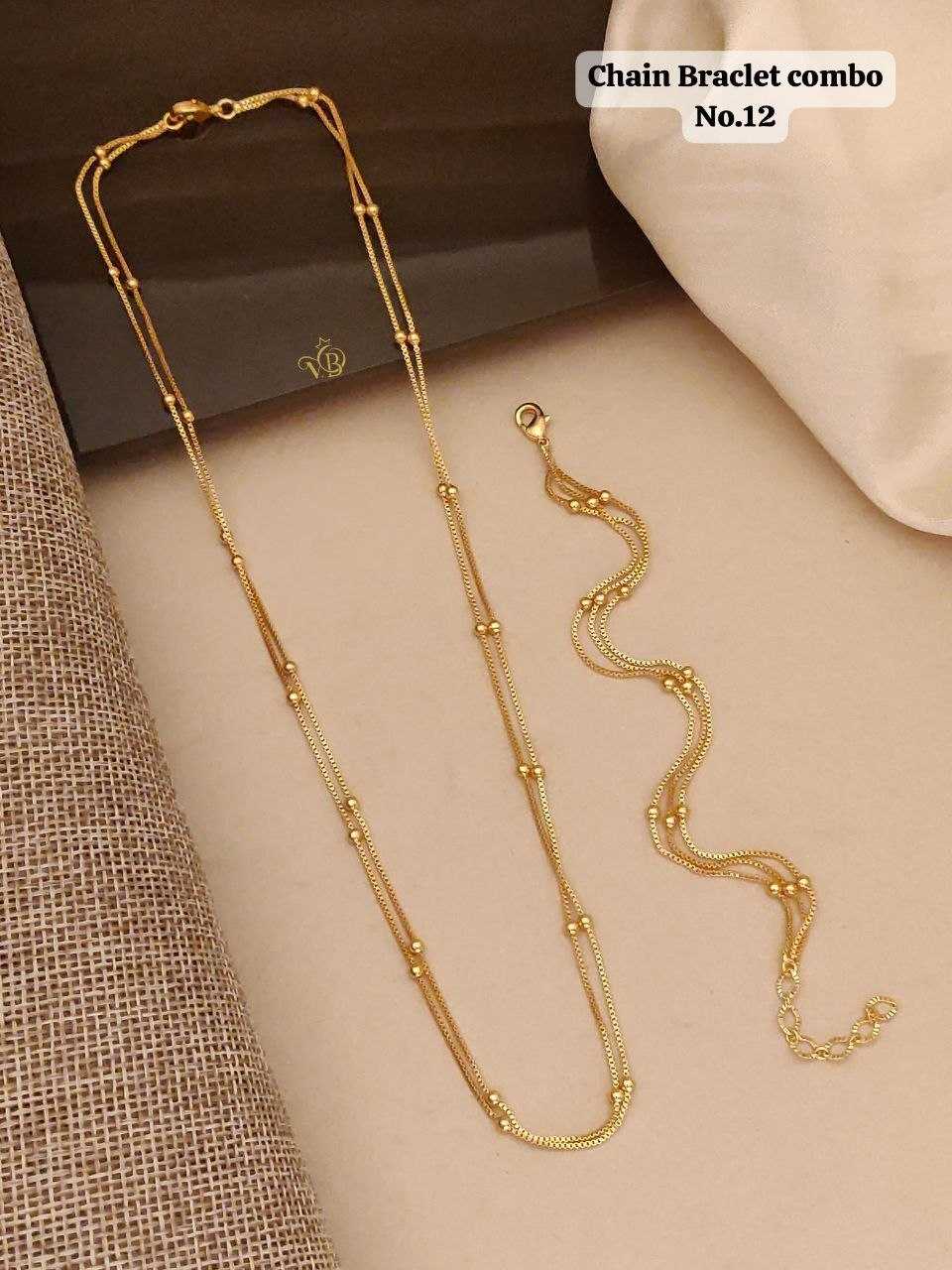 Chain & Bracelet Combo in Plain Gold Tone