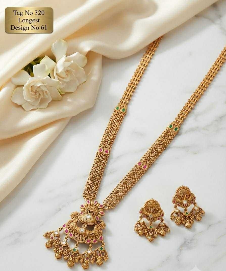Chandbali Pendant Long Haram Set with Pearl and Kundan Drops
