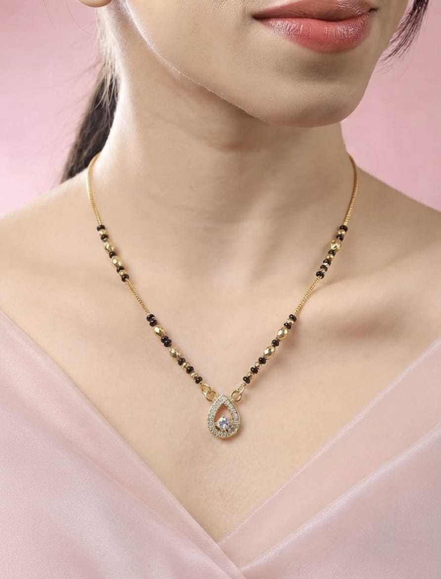 Circular CZ Ring Short Mangalsutra