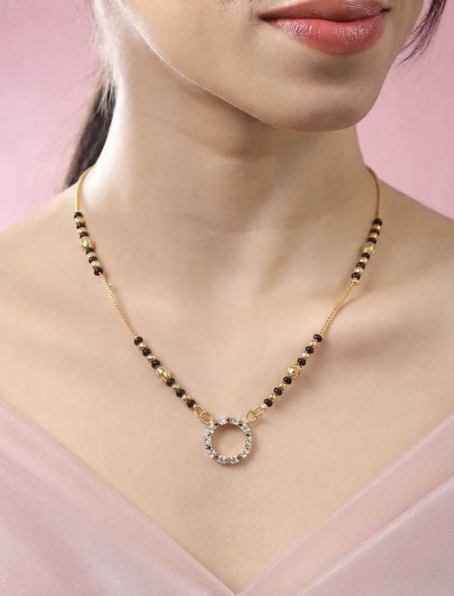 Circular CZ Ring Short Mangalsutra