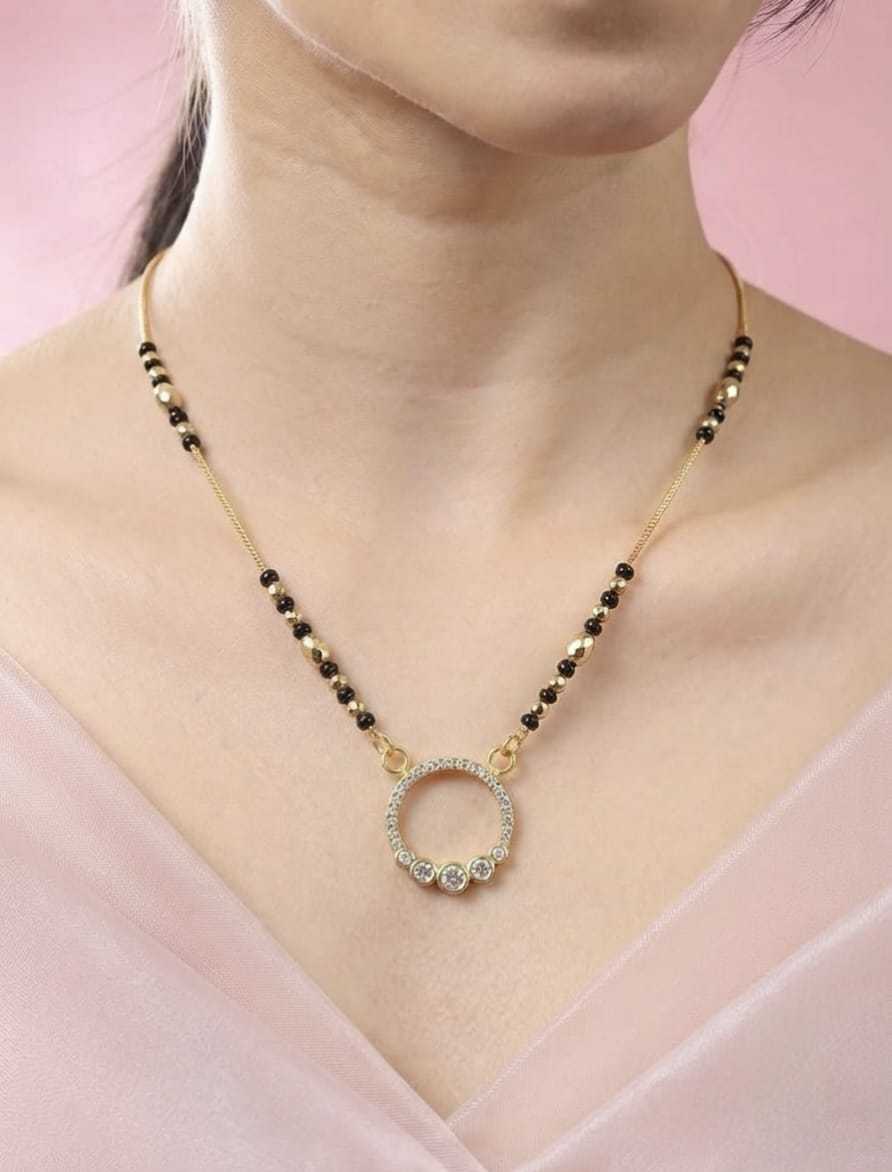 Circular CZ Ring Short Mangalsutra