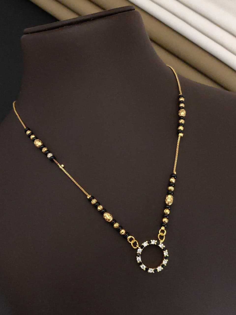 Circular Halo Pendant Mangalsutra on Fine Chain