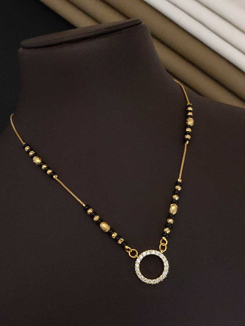 Circular Halo Pendant Mangalsutra on Fine Chain