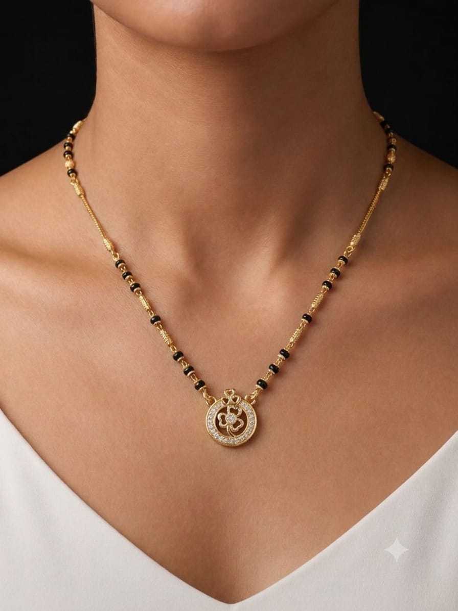 Circular Leaf Mangalsutra in High Gold