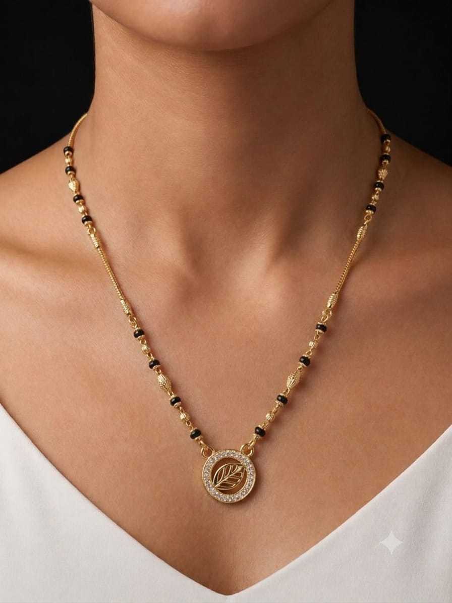 Circular Leaf Mangalsutra in High Gold
