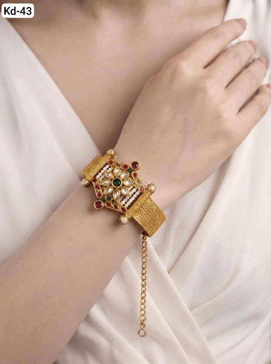 Circular Motif Designer Kada with Small Pearls