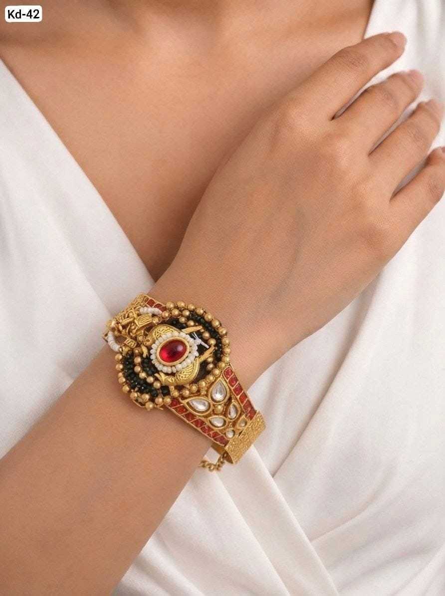 Circular Motif Designer Kada with Small Pearls
