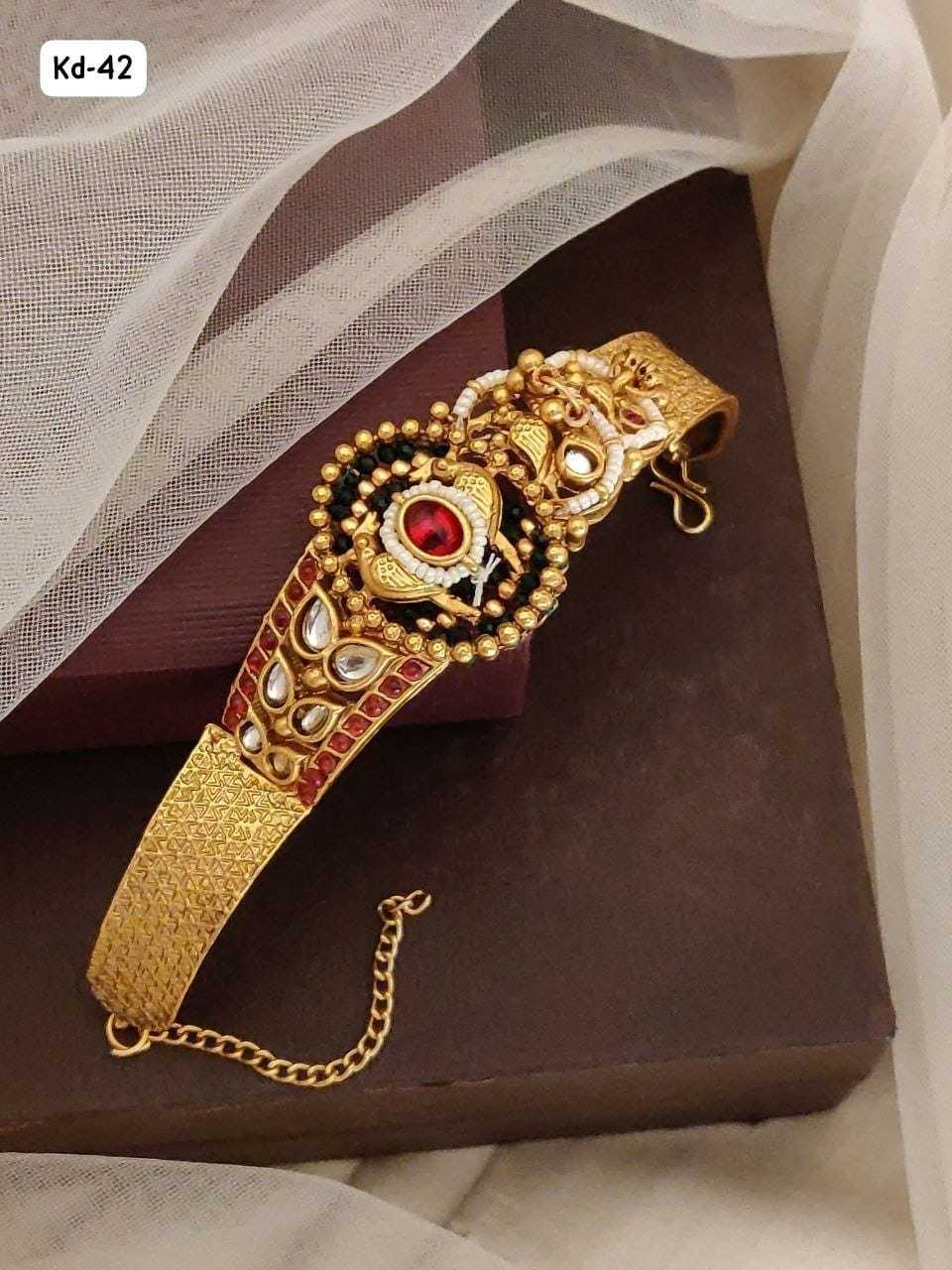 Circular Motif Designer Kada with Small Pearls