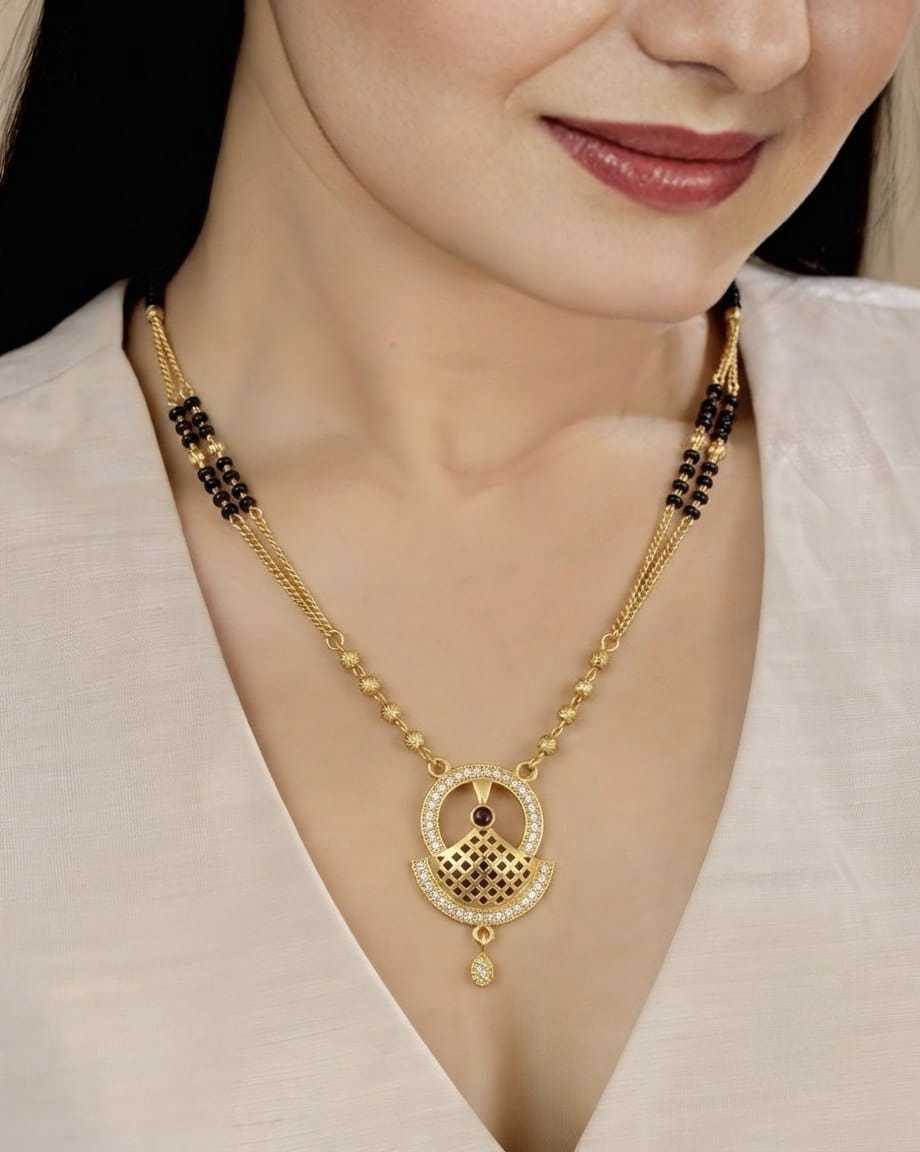Circular Pendant Mangalsutra with Bead Stations