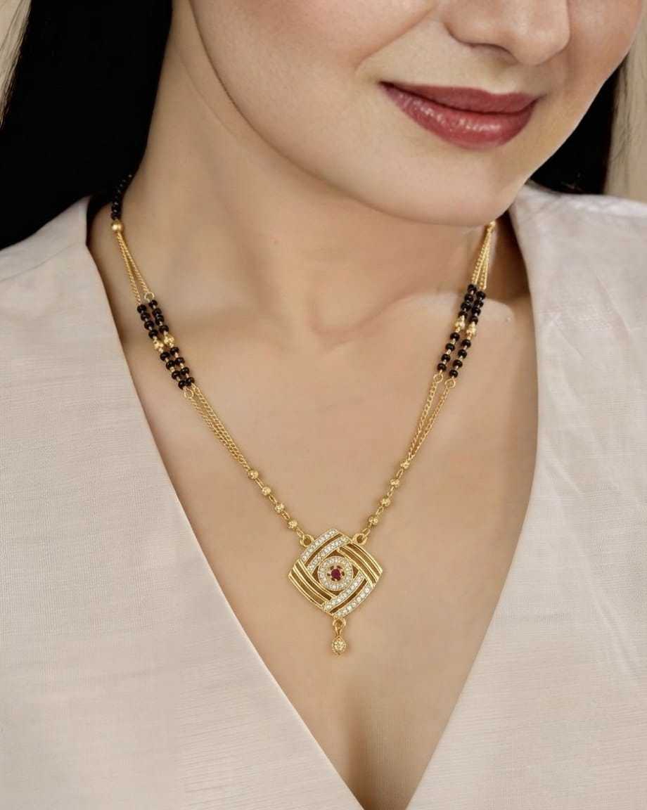 Circular Pendant Mangalsutra with Bead Stations