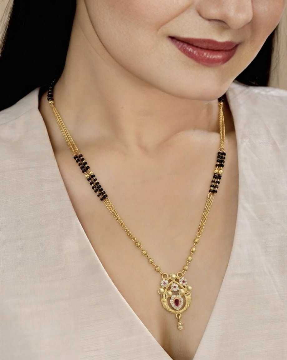 Circular Pendant Mangalsutra with Bead Stations