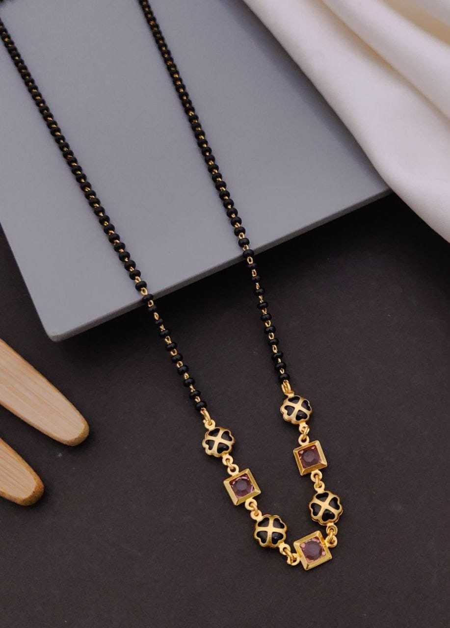Clover Charm Mangalsutra with Maroon Stones