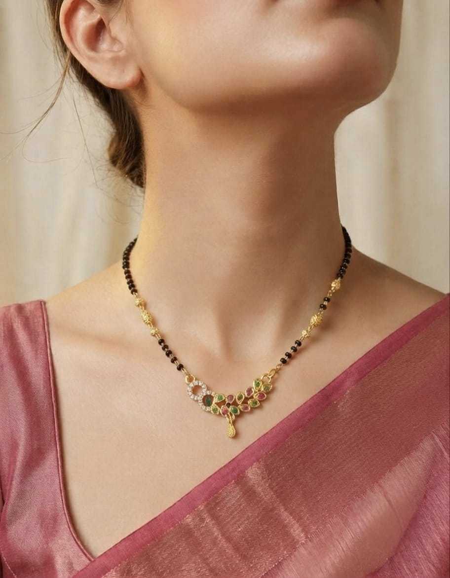 Crescent CZ Multi Stone Short Mangalsutra