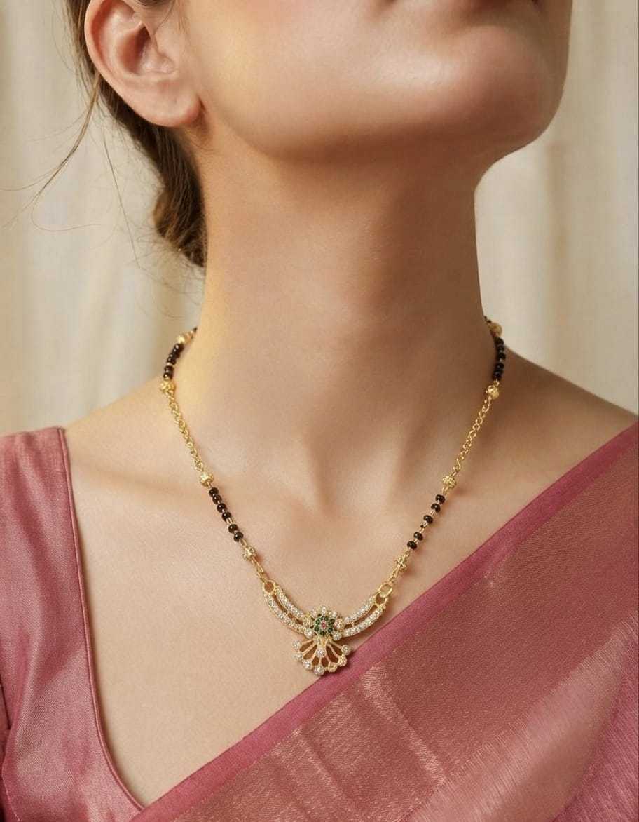 Crescent CZ Multi Stone Short Mangalsutra