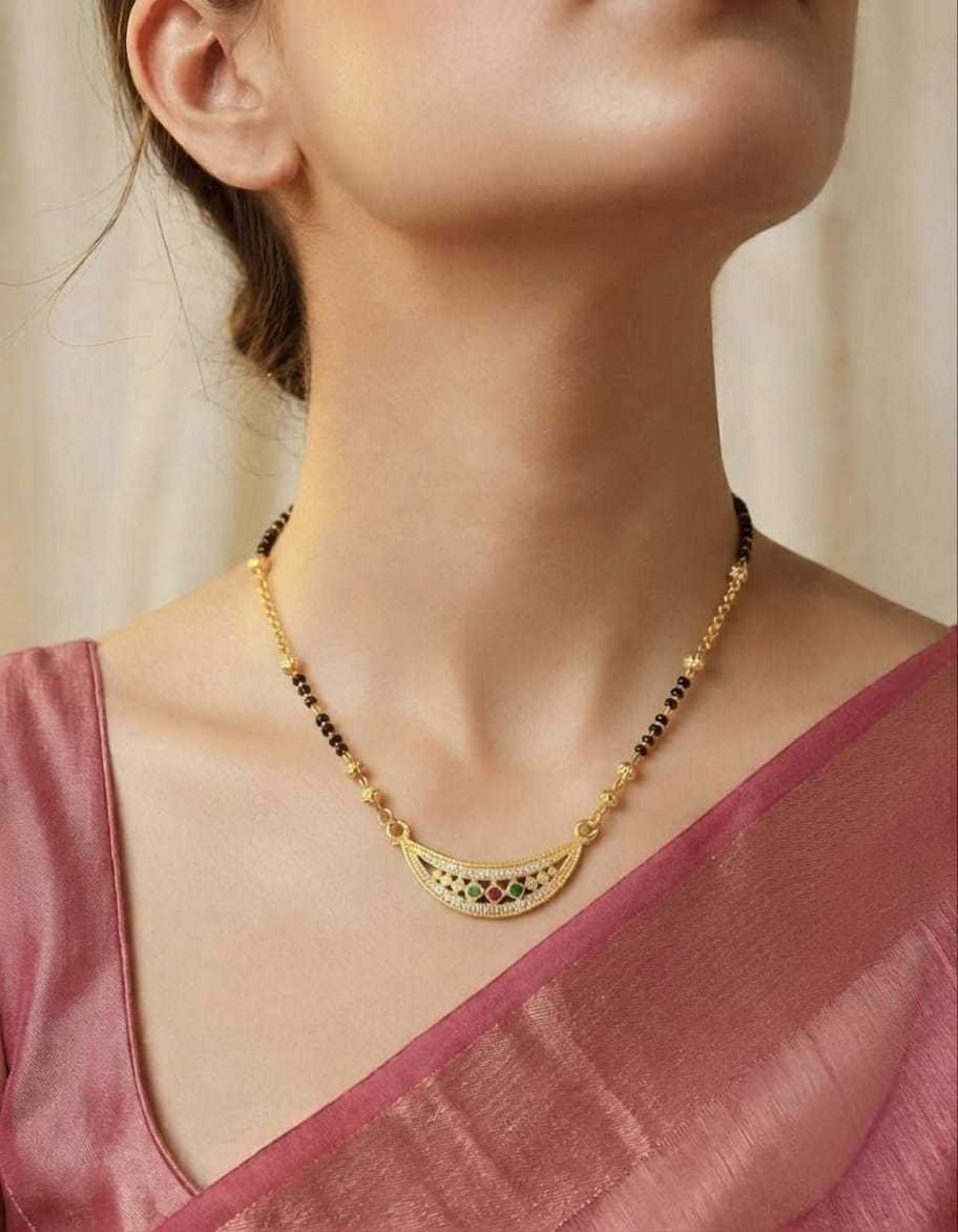 Crescent CZ Multi Stone Short Mangalsutra