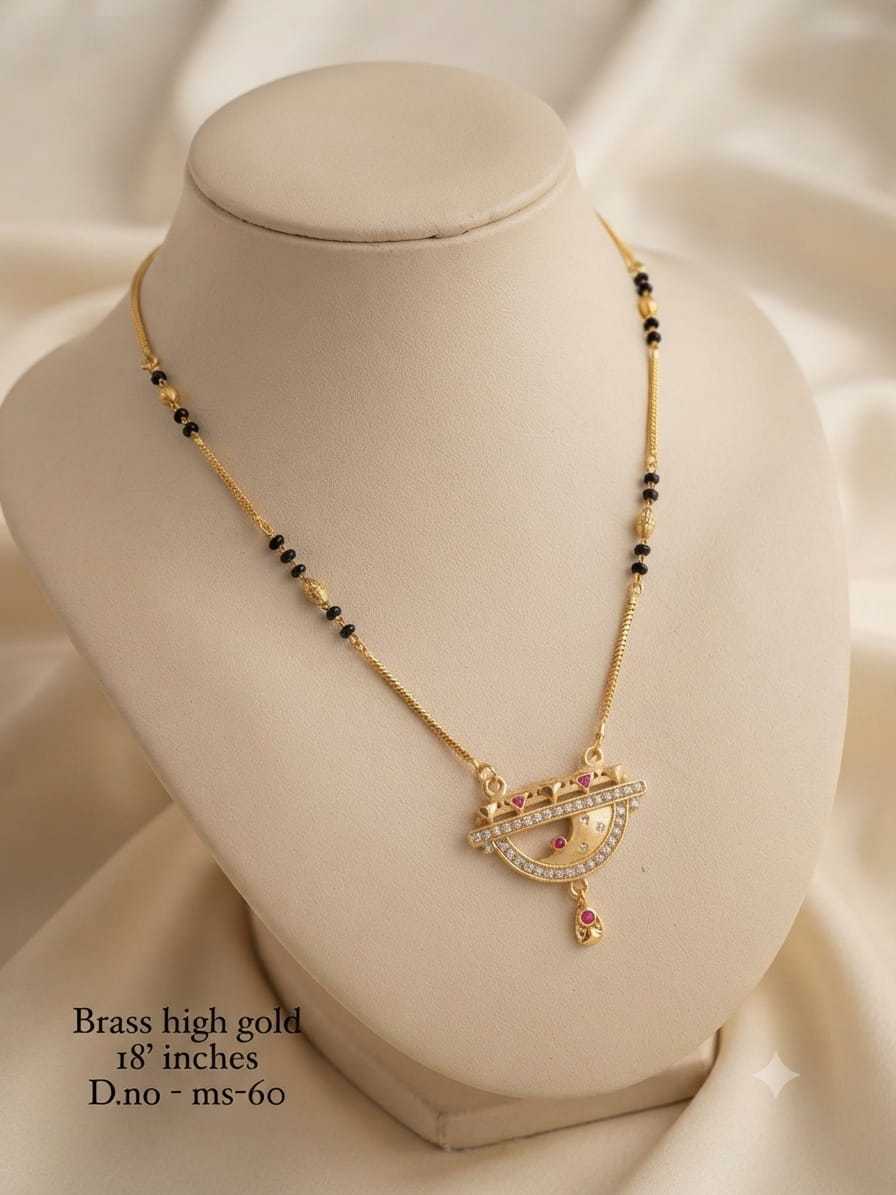 Crescent Pendant Mangalsutra with Cubic Zirconia