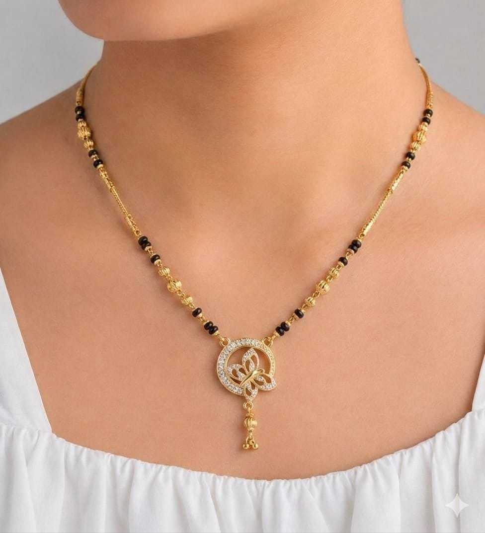 Crescent Pendant Mangalsutra with CZ Accents