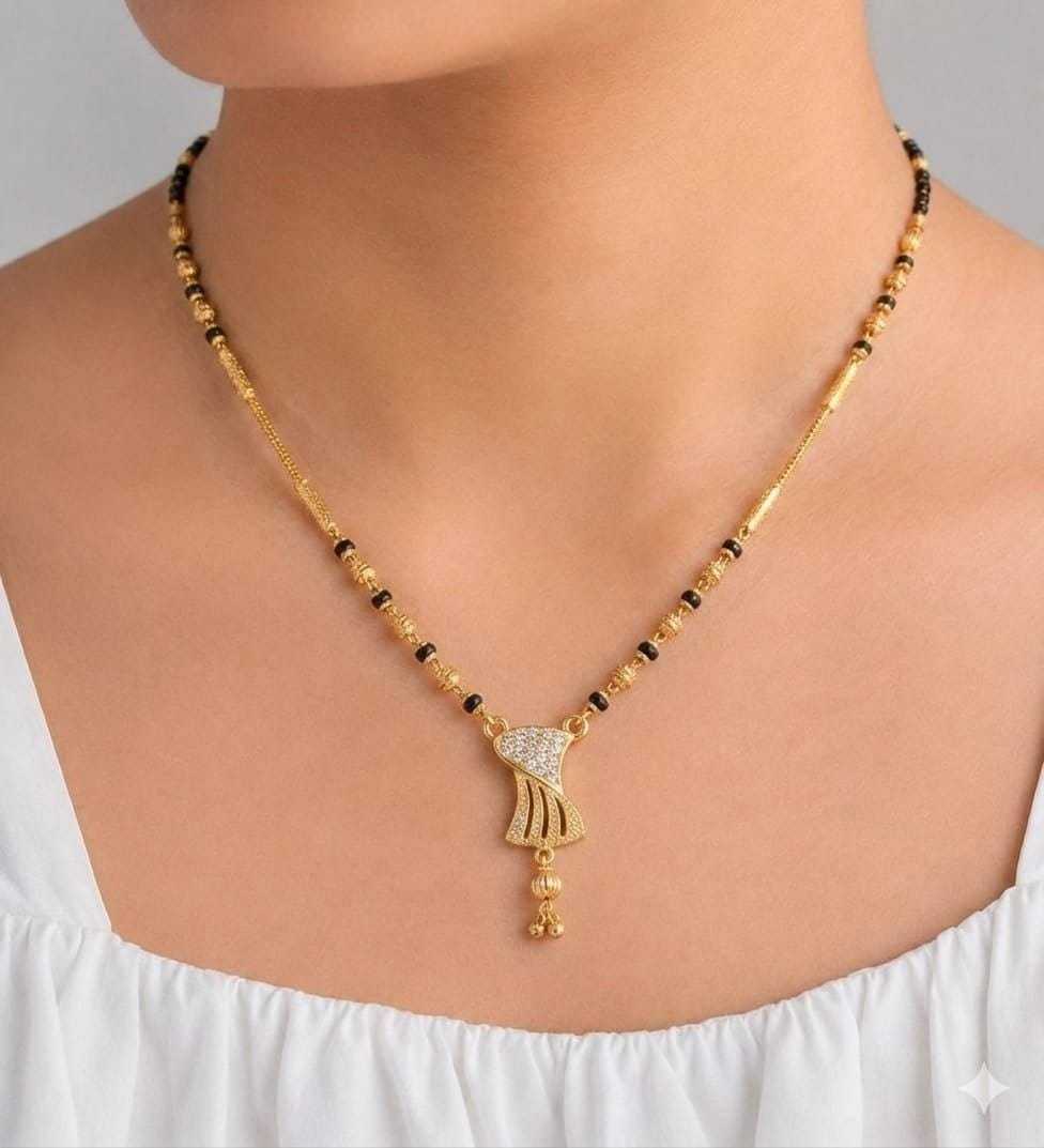 Crescent Pendant Mangalsutra with CZ Accents