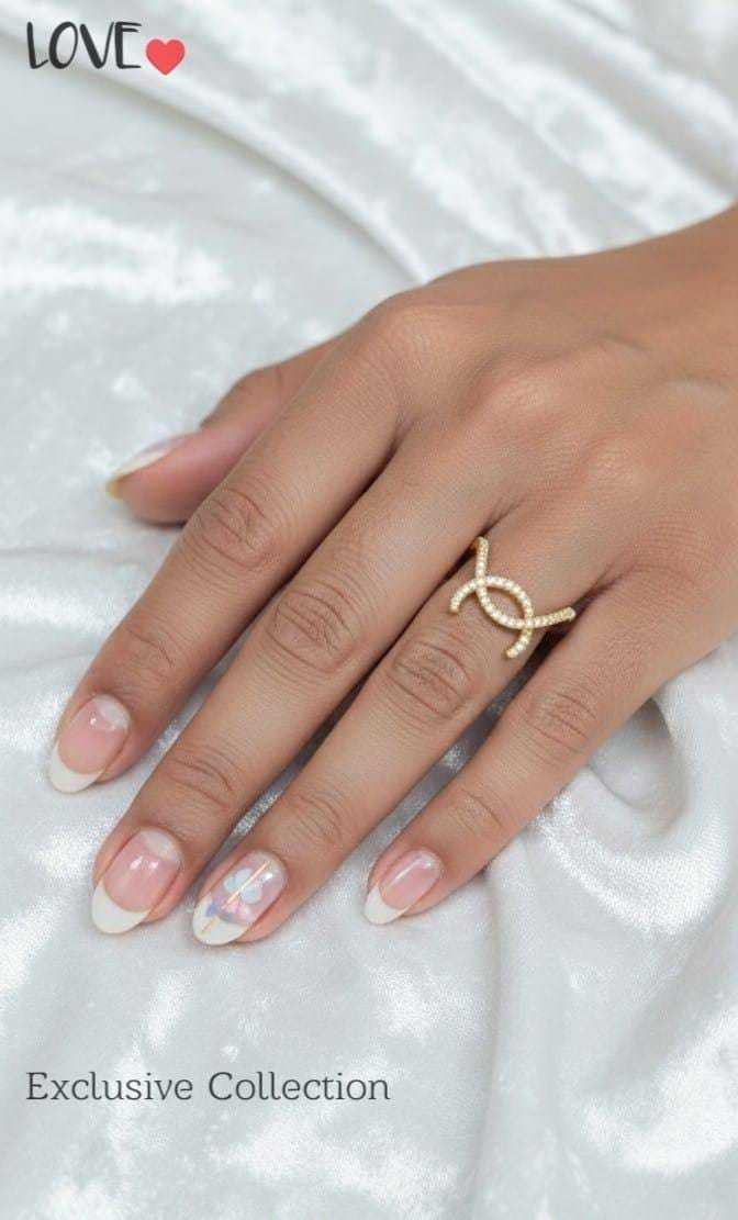 Crossover CZ Ring with Gold-Plated Open Band