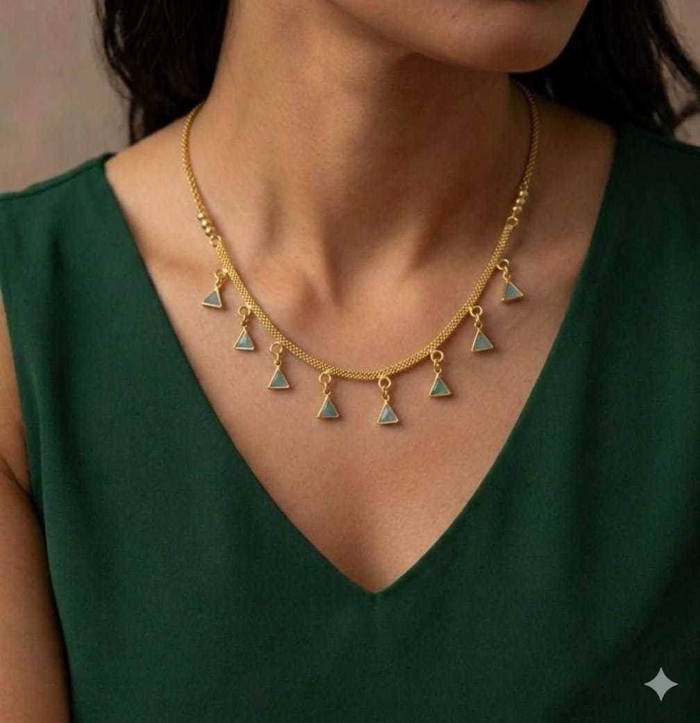 Crystal Charm Fringe Necklace in Gold Tone