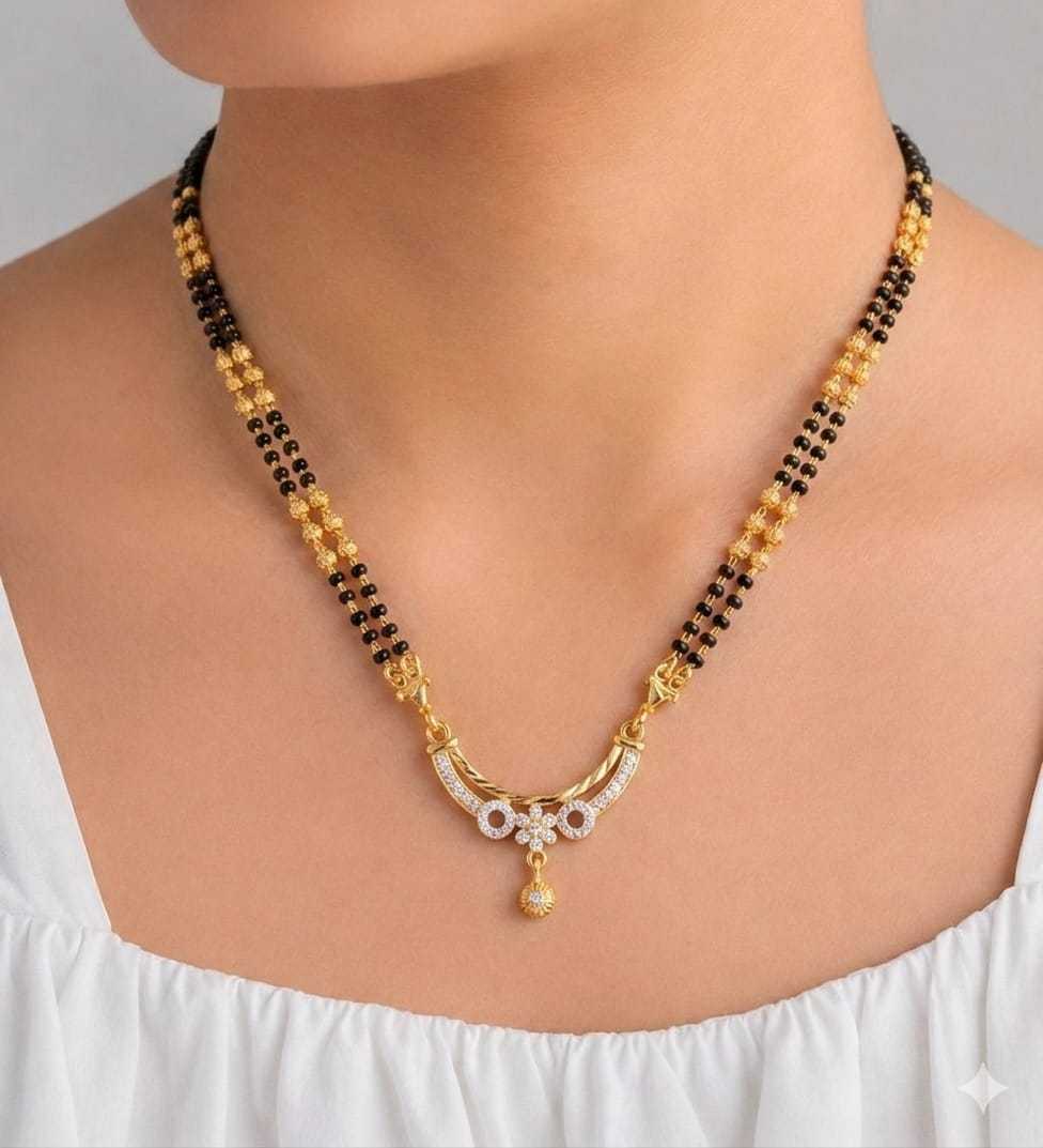 Curved Crescent Pendant Mangalsutra