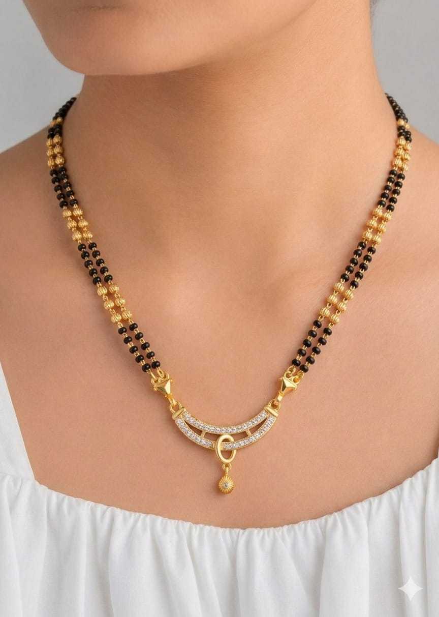 Curved Crescent Pendant Mangalsutra