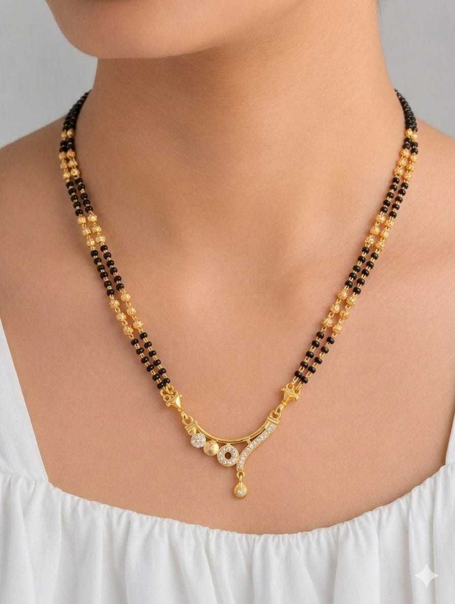 Curved Crescent Pendant Mangalsutra