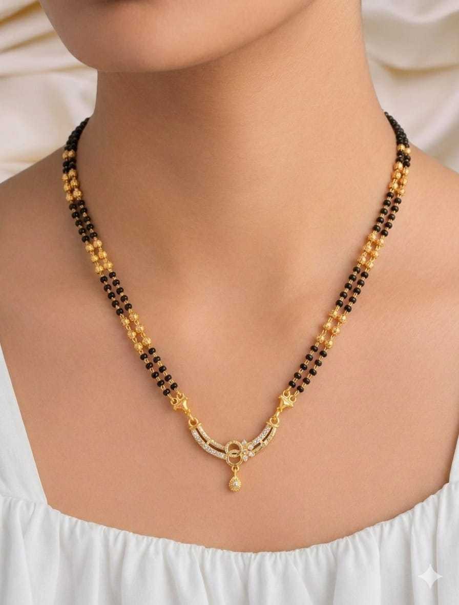 Curved Crescent Pendant Mangalsutra