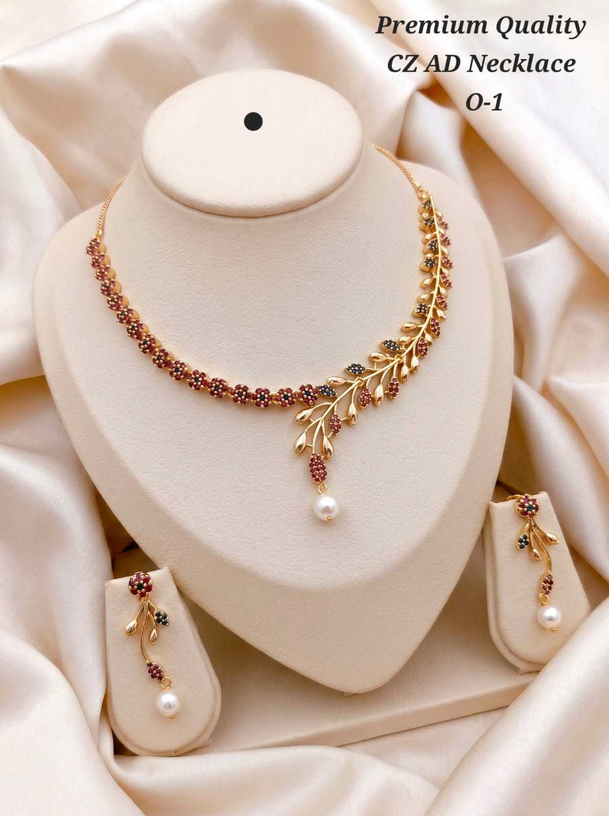 CZ AD Asymmetrical Collar Necklace Set