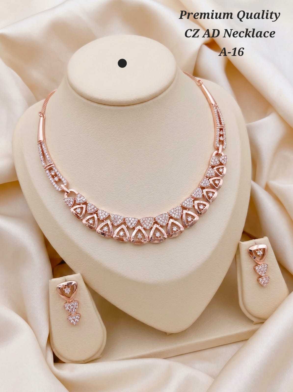 CZ AD Necklace Set in Rose Gold Polish