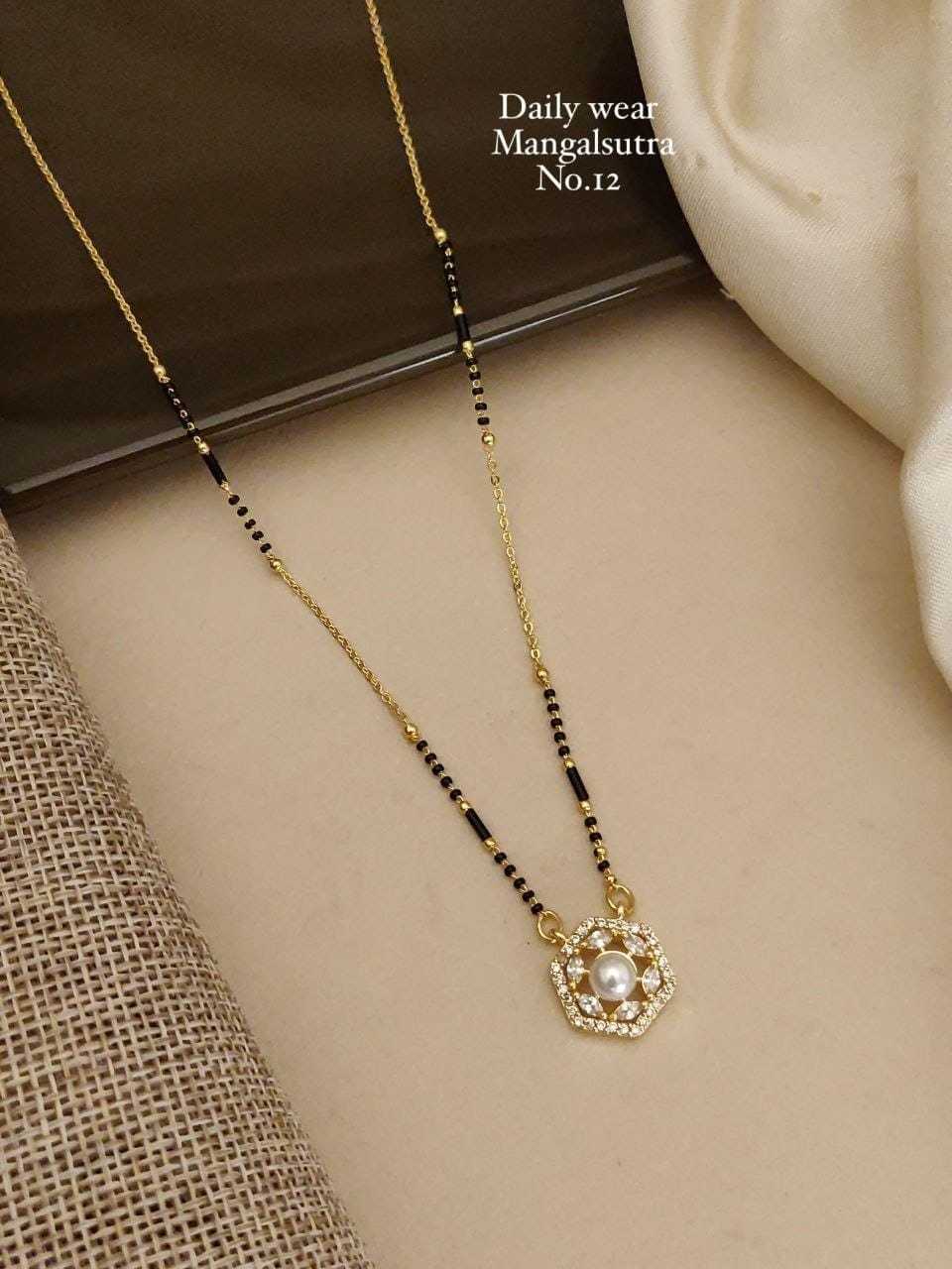 Daily Wear Mangalsutra with Square Stone Pendant