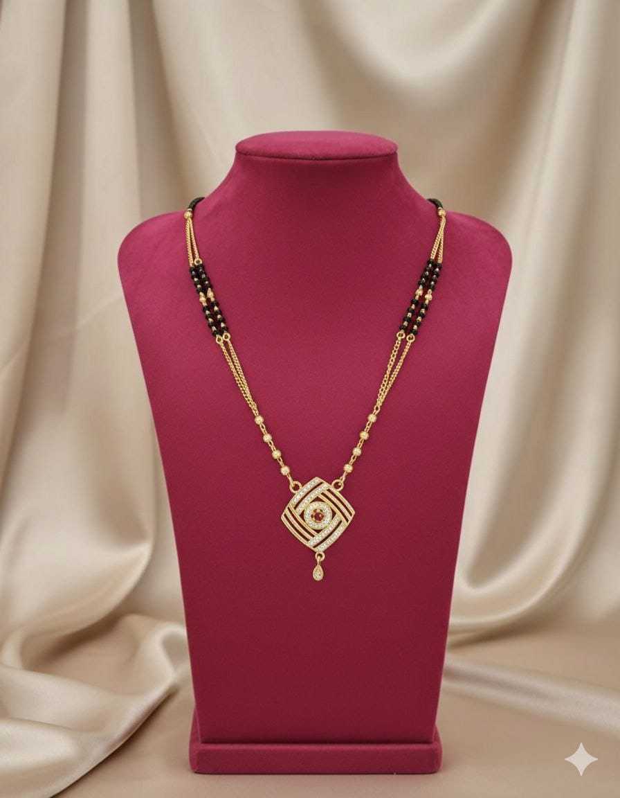 Daily Wear Short Mangalsutra with Petite Gold Pendant