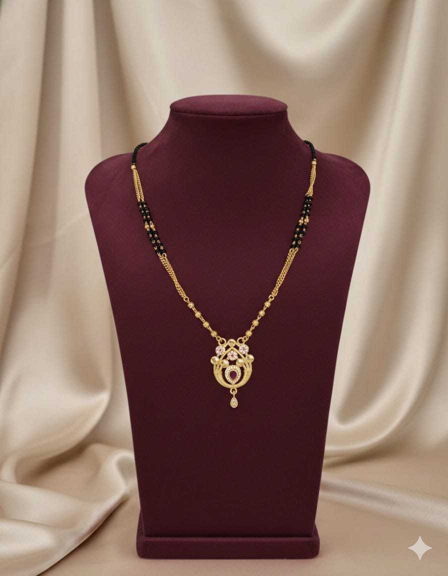 Daily Wear Short Mangalsutra with Petite Gold Pendant